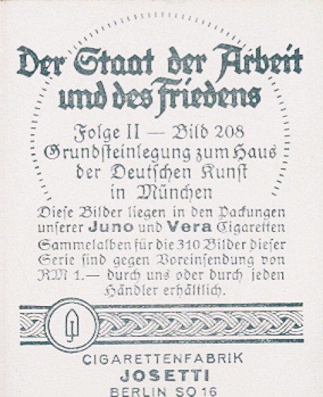 Collective image of the state of labor and peace, laying of the foundation stone HDK in Munich, Hitler