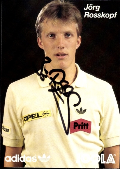 Postcard table tennis, Jörg Rosskopf, Borussia Düsseldorf, autograph