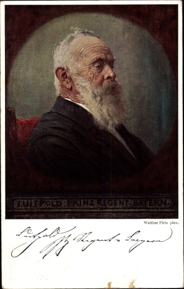 Postal stationery artist PC Firle, Walther, Prince Regent Luitpold of Bavaria, portrait