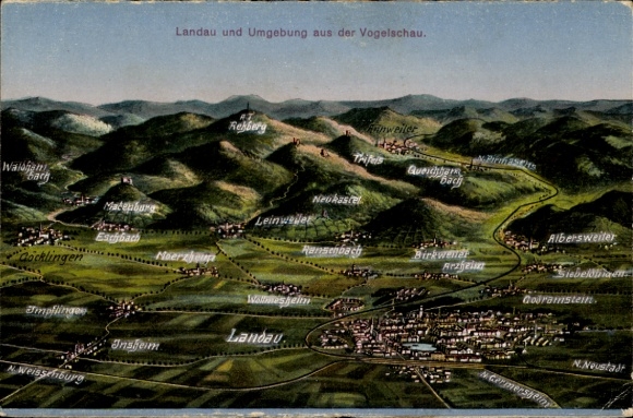 Maps Postcard Landau in der Pfalz, Panorama