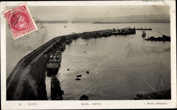 Ak Gijón Asturië Spanje, Musel, Puerto