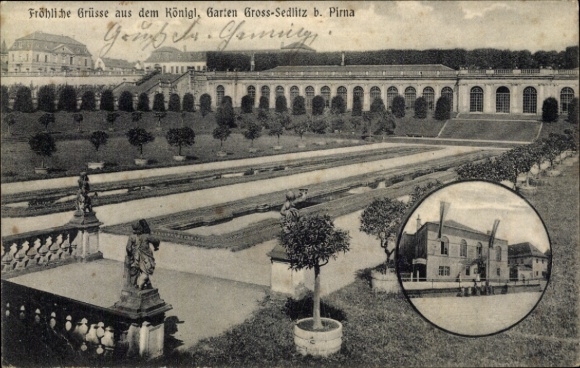 Ak Groß Sedlitz Großsedlitz Heidenau Saksen, Koninklijk. Tuin