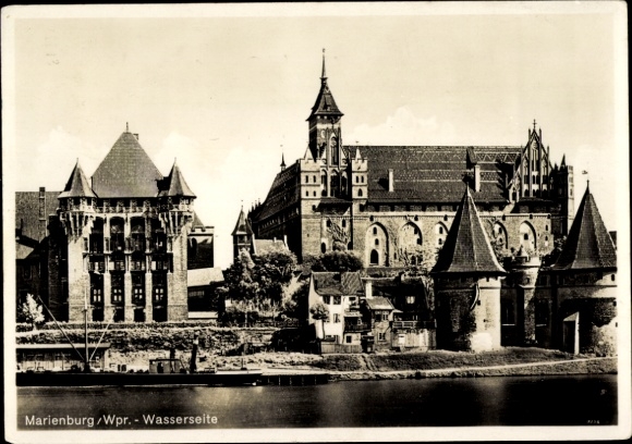 Postcard Malbork Marienburg West Prussia, west side, Nogat section