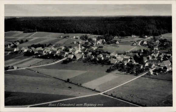 Postcard Boos in Swabia, aerial photograph