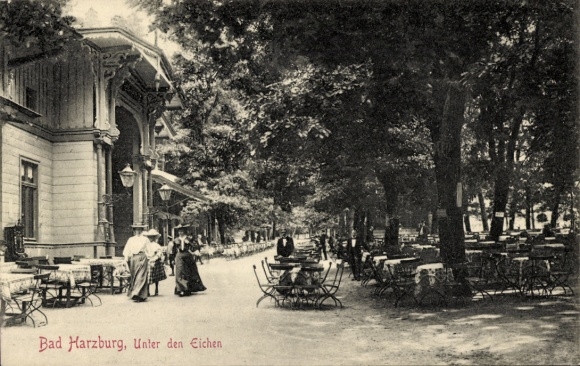 Postcard Bad Harzburg am Harz, Under the Oaks, Terrace