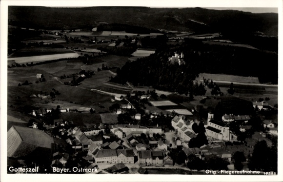 Postcard Gotteszell in Lower Bavaria, aerial photograph