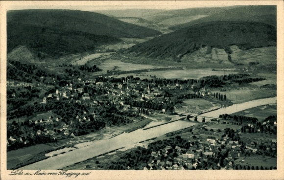 Postcard Lohr am Main Lower Franconia, aerial photograph