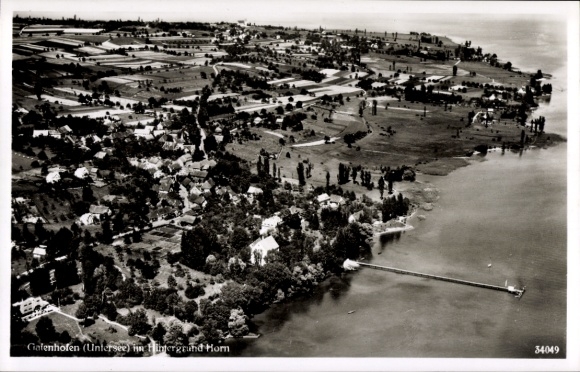 Postcard Gaienhofen on Lake Constance, in the background Horn, aerial photograph