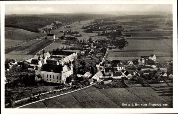 Postcard Rot an der Rot in Württemberg, aerial photograph