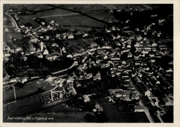 Postcard Bad Aibling in Upper Bavaria, aerial photograph