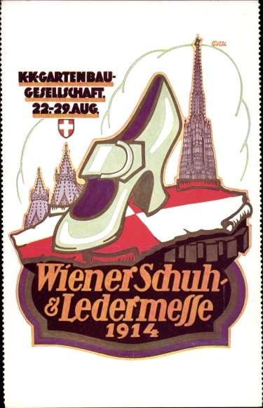Artist PC Vienna Austria, KK Gartenbau Gesellschaft, Vienna Shoe and Leather Fair 1914