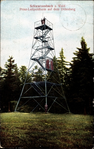 Postcard Schwarzenbach am Wald Oberfranken, prince Luitpold Turm on the Döbraberg