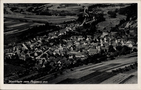 Postcard Wenkheim Werbach an der Tauber, aerial photograph