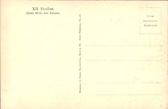 Postcard XII. Station, Jesus dies on the cross