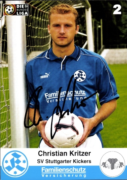 Karta z autografem piłkarza Christiana Kritzera, Stuttgarter Kickers, autograf