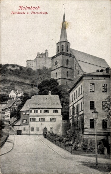 Postcard Kulmbach in Upper Franconia, St. Peter's Church and Plassenburg Castle