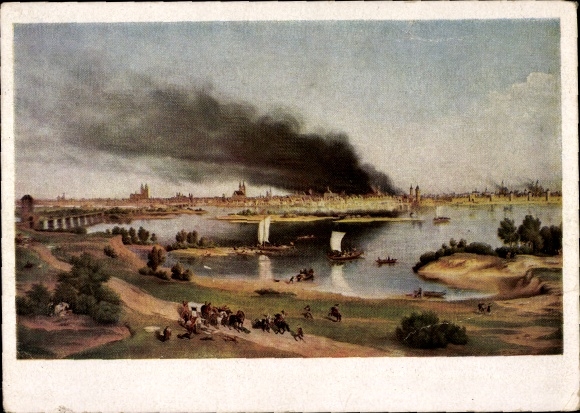 Artist Postcard Hasenflug, Karl, Magdeburg, City View on 10 May 1631, Magdeburg Wedding
