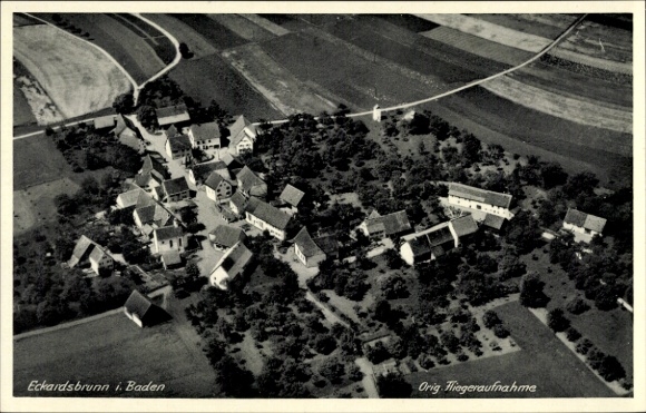 Postcard Eckardsbrunn Eigeltingen in Baden, aerial photograph