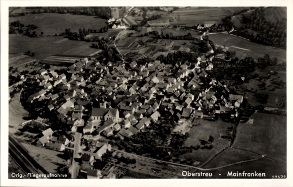 Ak Oberstreu in der Rhön Unterfranken, Fliegeraufnahme