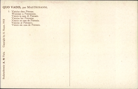 Artist PC Mastroianni, Domenico, Scene from Quo Vadis, Petronius, Vinicius