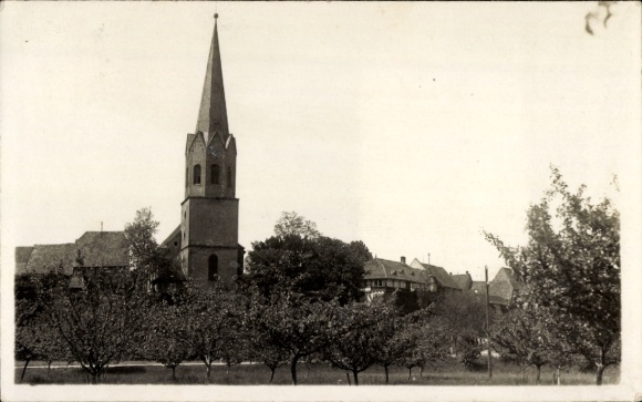 Postcard Jockgrim in the Palatinate, church view