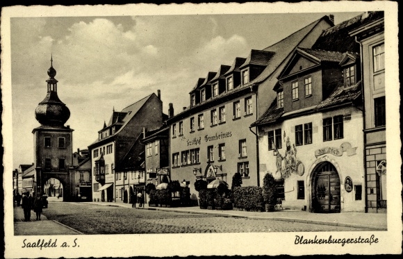 Ak Saalfeld an der Saale Thüringen, Blankenburger Straße, Gasthof Gambrinus