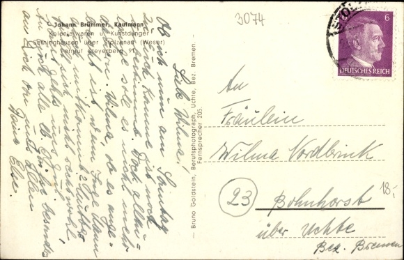 PC Sarninghausen Steyerberg Lower Saxony, merchant Joh. Brümmer