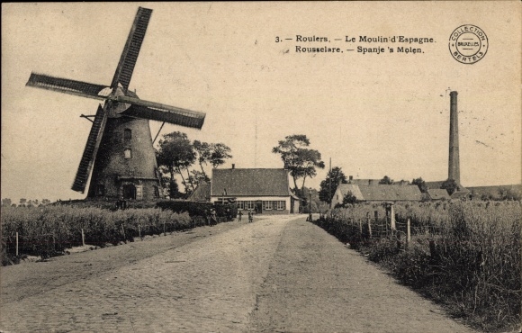 Postcard Roeselare Roeselaere Rousselare Roulers West Flanders, Le Moulin d'Espagne