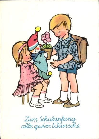 Postcard Congratulations on the start of school, children