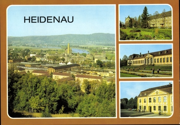 Postcard Heidenau in Saxony, Freedom Square, orangery, baroque garden, Friedrichschlösschen restaurant