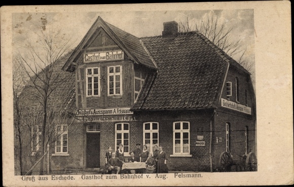 Ak Eschede Celle Nedersaksen, Gasthof zum Bahnhof, reclamebord Maggi