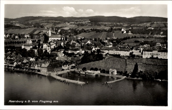 Postcard Meersburg on Lake Constance Baden Württemberg, aerial photograph