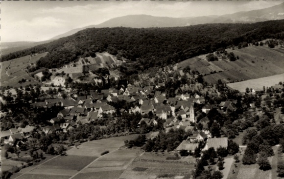 Postcard Holzen Allmannshofen in Swabia, aerial photograph