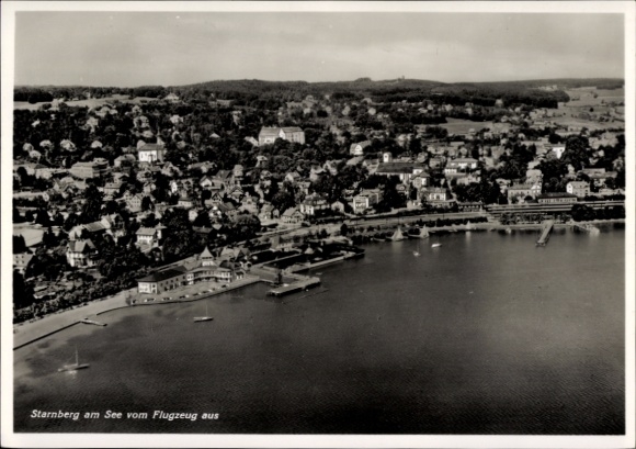 Postcard Starnberg on Lake Starnberg, Upper Bavaria, aerial photograph