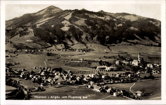 Postcard Pfronten in Allgäu, aerial photograph of the town
