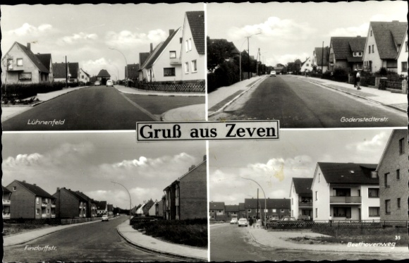 Postcard Zeven in Lower Saxony, Lühnenfeld, Godenstedterstr., Beethovenweg