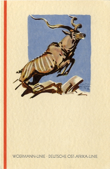 Künstler Menükarte Aschenbach, Hans, Dampfer Ussukuma, 22. September 1935, Gabelfrühstück