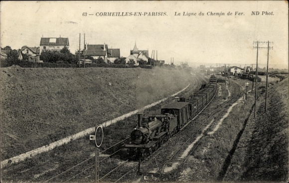 Ak Cormeilles in Parisis Val d'Oise, Die Eisenbahnlinie
