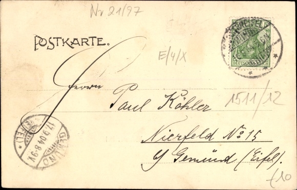 Postcard Bad Münstereifel in North Rhine-Westphalia, degrees from the tavern, drunks