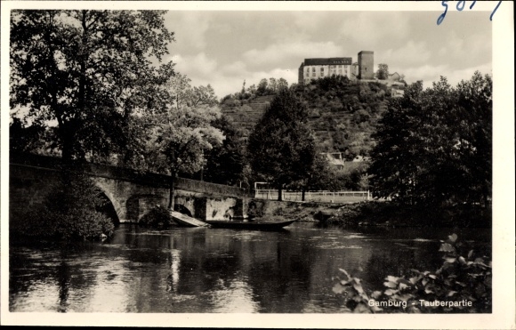 Postcard Gamburg Werbach an der Tauber, Caritas convalescent home, castle