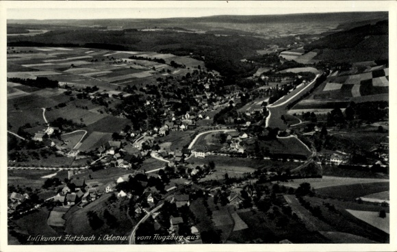 Postcard Hetzbach Oberzent in the Odenwald, aerial photograph
