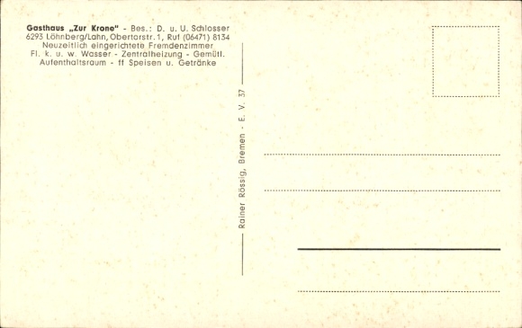 Postcard Löhnberg an der Lahn, Gasthaus zur Krone, Obertorstraße 1