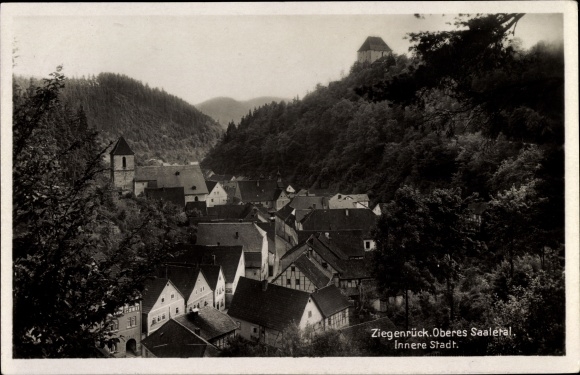 Postcard Ziegenrück am Schiefergebirge Thuringia, Oberes Saaletal, city center, church