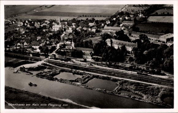 Postcard Obertheres Theres in Lower Franconia, aerial photograph