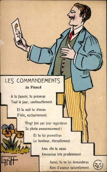 Artist Postcard Griff, The Commandments of the Bridegroom, to your bride, you will think everything