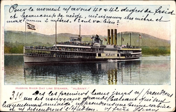 Postcard Hudson River Day Line Steamer Albany