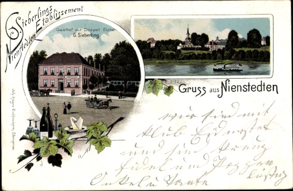 Chromo-Litho Hamburg Altona Nienstedten, Gasthof zur Doppeleiche, owner G. Sieberling