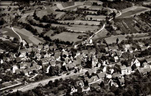 Postcard Untergimpern Neckarbischofsheim Baden, aerial photograph