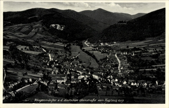 Postcard Klingenmünster on the Wine Route Palatinate, aerial photograph