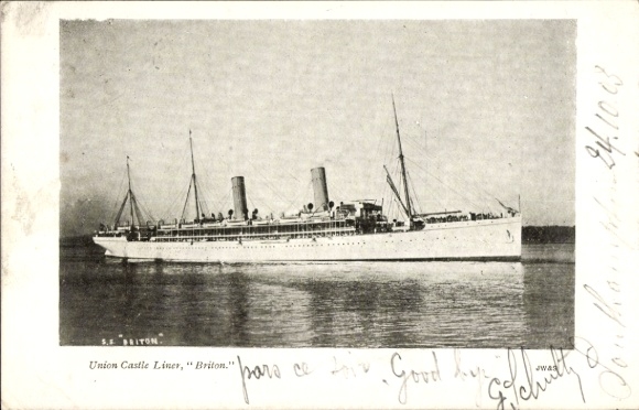 Ak Union Castle Liner Briton op zee